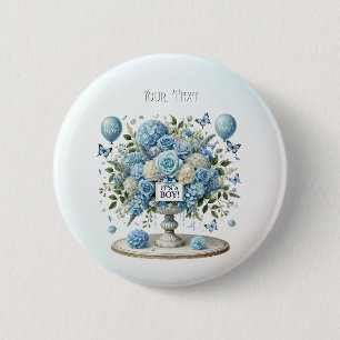 Schaltfläche Blauer weißer Blumenvase Button