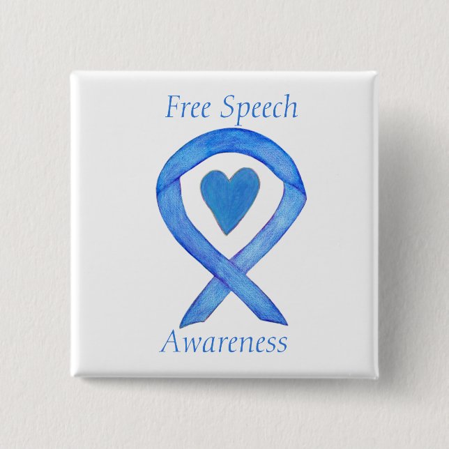 Schaltfläche "Blue Awareness Ribbon Heart" für die Button (Vorderseite)