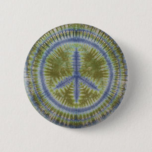 Schaltfläche "Blue & Green Peace Sign Gefärbte Kra Button