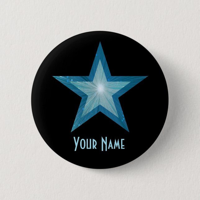 Schaltfläche Blue Star "Your Name" schwarz Button (Vorderseite)