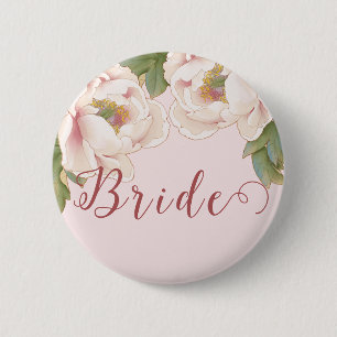 Schaltfläche Blush Pink Peony Floral Bride Button