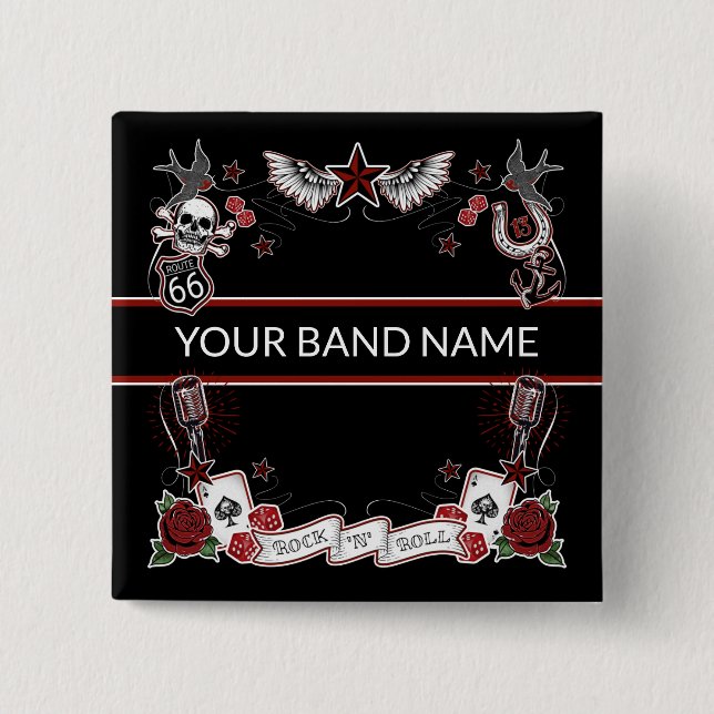Schaltfläche "Button-Rockabilly Rock Roll" für ben Button (Vorderseite)