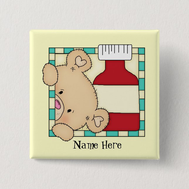 Schaltfläche "Cartoon-Nurse-Bär" hinzufügen Button (Vorderseite)