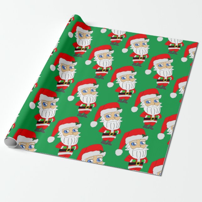 Schaltfläche "Chibi santa clour" Geschenkpapier (Ungerollt)
