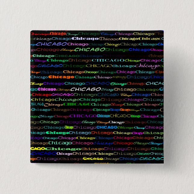 Schaltfläche "Chicago Text Design I Square" Button (Vorderseite)