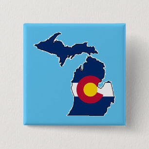 Schaltfläche Colorado Flagge Michigan Kontur Button