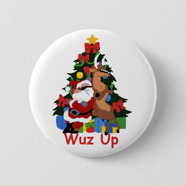 Schaltfläche "cooler Weihnachtsmann und Rentier" Button (Vorderseite)