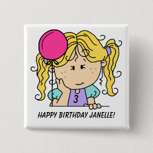 Schaltfläche "Custom Blond Girl Birthday" Button