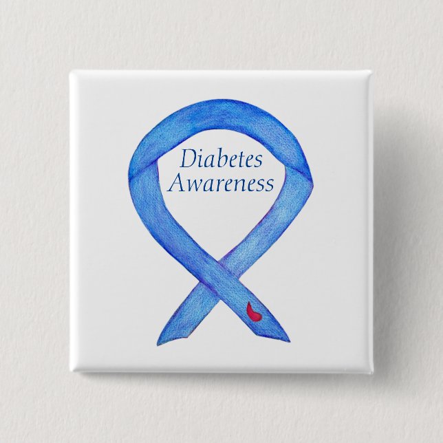 Schaltfläche "Diabetes Awareness Ribbon Art Custom Button (Vorderseite)