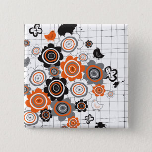 Schaltfläche Doodles für orange Blume Klinkenblöck Button