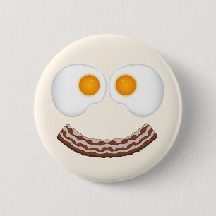 Schaltfläche Eier und Bacon Grin Button