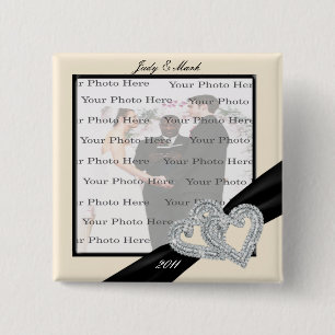 Schaltfläche "Elegante Diamond Black Ribbon Square Button