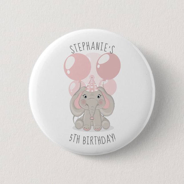 Schaltfläche "Elephant in Birthday Party" Button (Vorderseite)