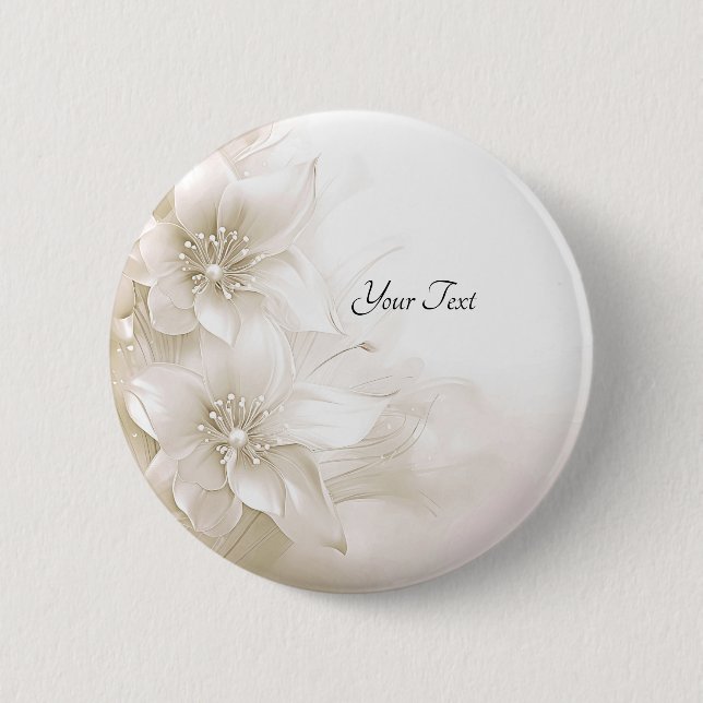 Schaltfläche "Elfenbeinweiße Blume" Button (Vorderseite)