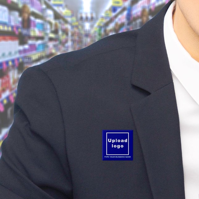 Schaltfläche "Firmenname und Logo" Button (Build brand name awareness. Your business name and logo on blue square button.)