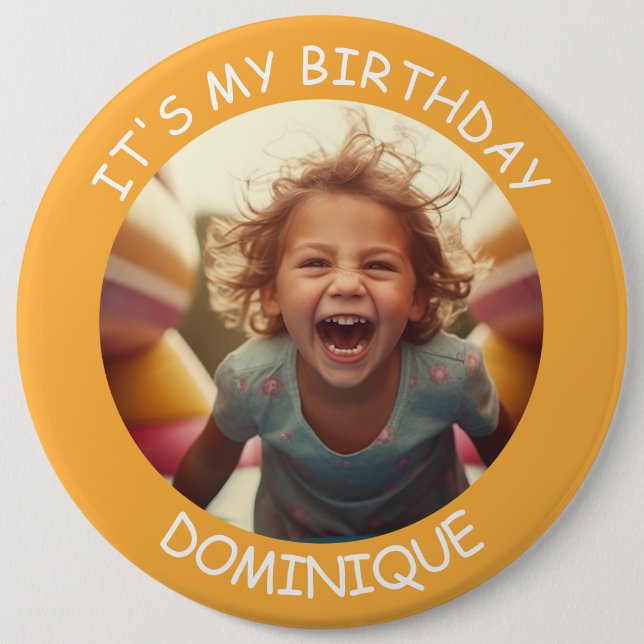 Schaltfläche "Foto und Name Geburtstag" anpassen Button (Vorderseite)