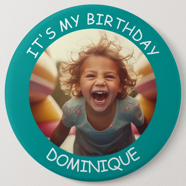 Schaltfläche "Foto und Name Geburtstag" anpassen Button (Vorderseite)