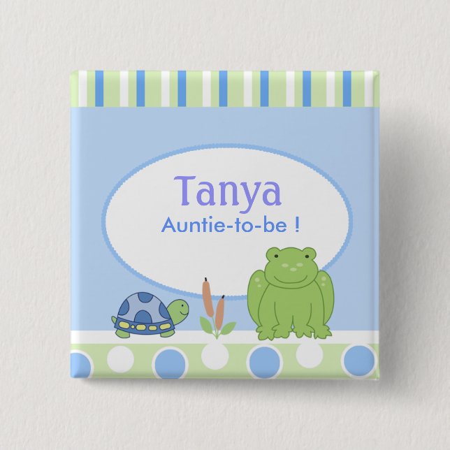Schaltfläche "Friendly Frog & Turtle Baby Shower N Button (Vorderseite)