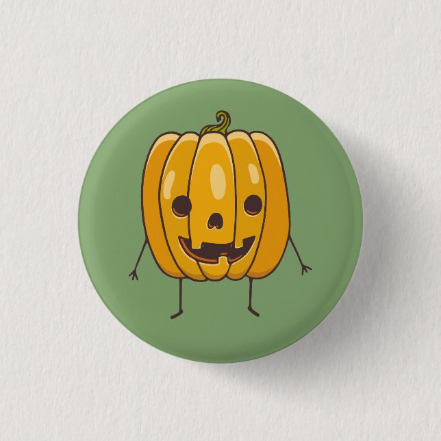 Schaltfläche "Funny Pumpkin Illustration" Button (Vorderseite)