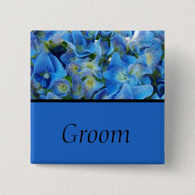 Schaltfläche für blaue Hydrangea-Blume Button (Vorderseite)