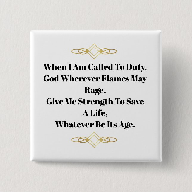 Schaltfläche für das Gebet der Feuerwehrleute Button (Vorderseite)