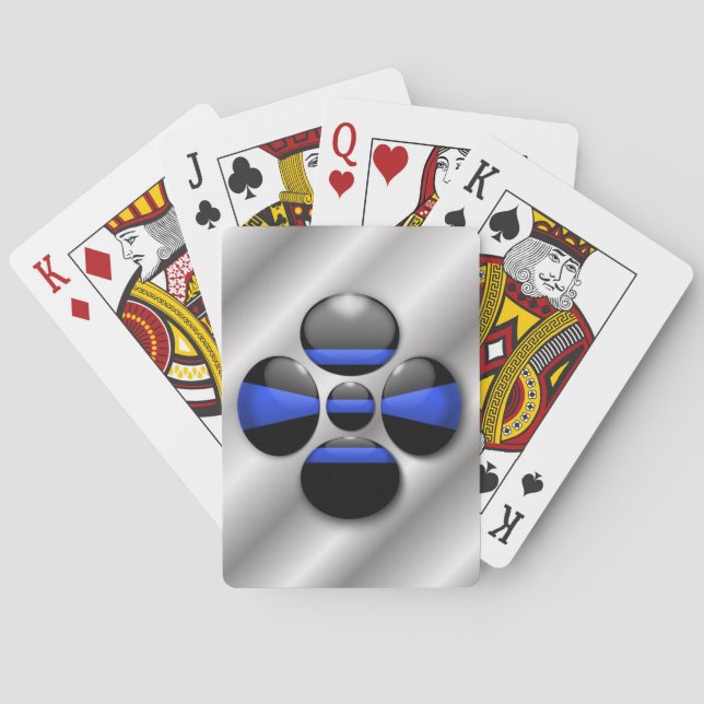 Schaltfläche für das Kleeblatt der blauen Linie Spielkarten (Rückseite)