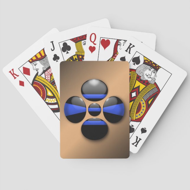 Schaltfläche für das Kleeblatt der blauen Linie Spielkarten (Rückseite)