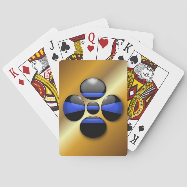 Schaltfläche für das Kleeblatt der blauen Linie Spielkarten (Rückseite)