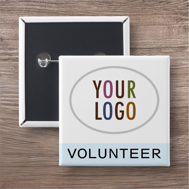 Schaltfläche für das Logo des hellblauen Freiwilli Button (MISOOK Volunteer Square Button with Logo)