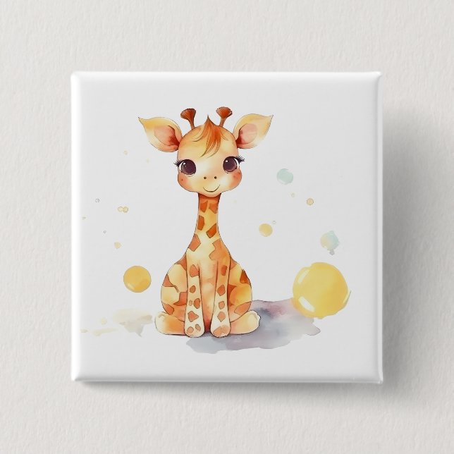 Schaltfläche für das niedliche Baby Giraffa Square Button (Vorderseite)