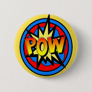 Schaltfläche für den Cartoon Pow Superhero Button