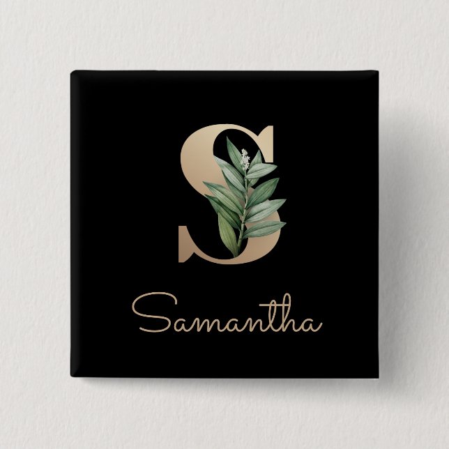 Schaltfläche für den eleganten Botanischen Monogra Button (Vorderseite)