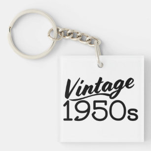 Schaltfläche für den Vintagen T - Shirt der 50er J Schlüsselanhänger