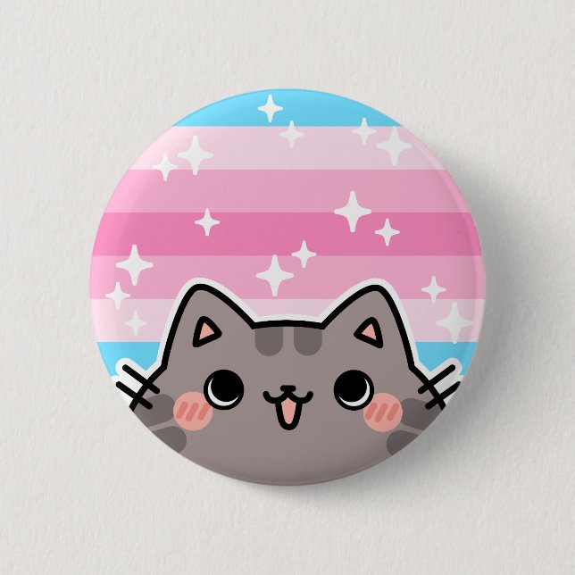 Schaltfläche für die Feminine LGBT-Flag-Katze Button (Vorderseite)