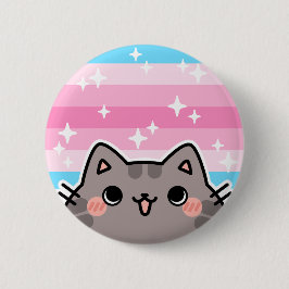 Schaltfläche für die Feminine LGBT-Flag-Katze Button