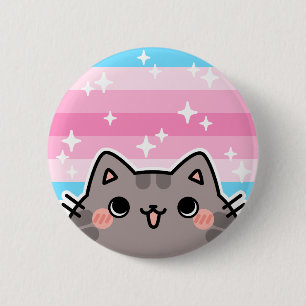 Schaltfläche für die Feminine LGBT-Flag-Katze Button