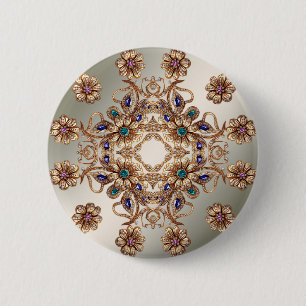 Schaltfläche für elegante Gold Jewel Blume Button
