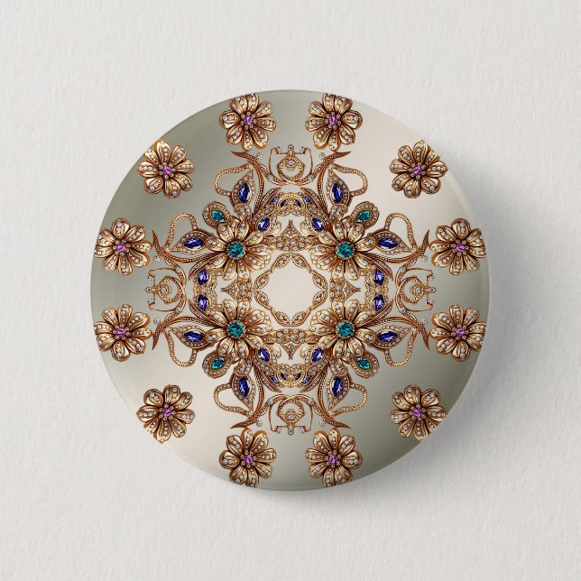 Schaltfläche für elegante Gold Jewel Blume Button (Vorderseite)