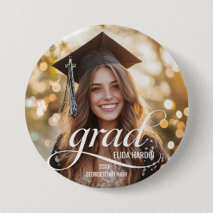 Schaltfläche für elegantes White Script Grad-Foto Button