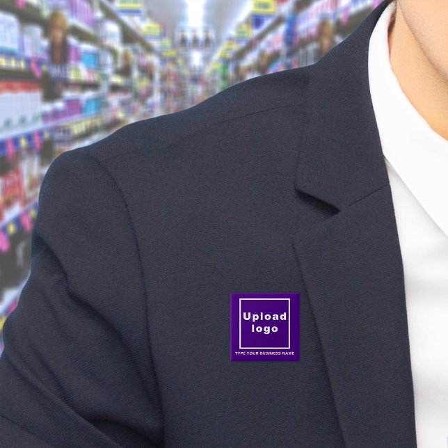 Schaltfläche "Geschäftsname" und "Lila Logo" Button (Build brand name awareness. Your business name and logo on purple square button.)