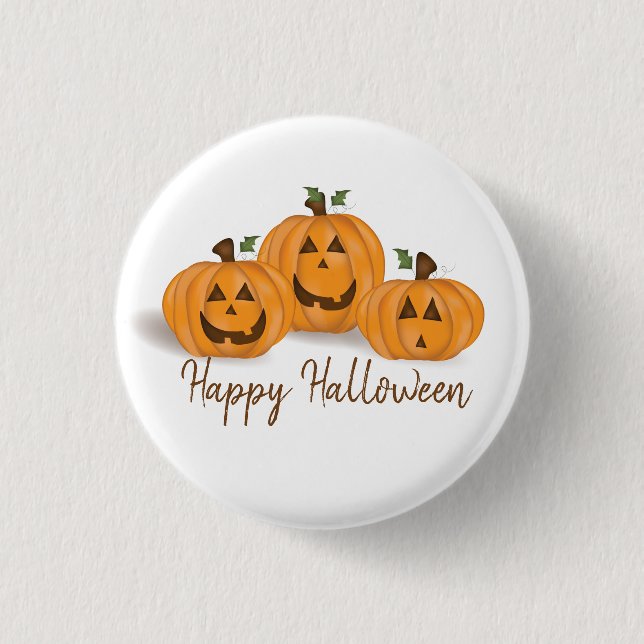 Schaltfläche "Glückliche und lächelnde Kürbislater Button (Vorderseite)