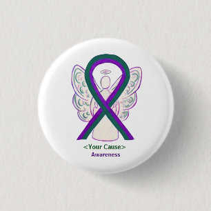 Schaltfläche "Green and Lila Awareness Ribbon Ange Button