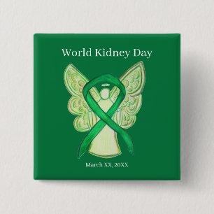 Schaltfläche "Green Awareness Ribbon" am Weltkidne Button