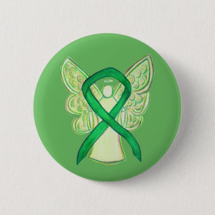 Schaltfläche "Green Awareness Ribbon Angel Art" Button