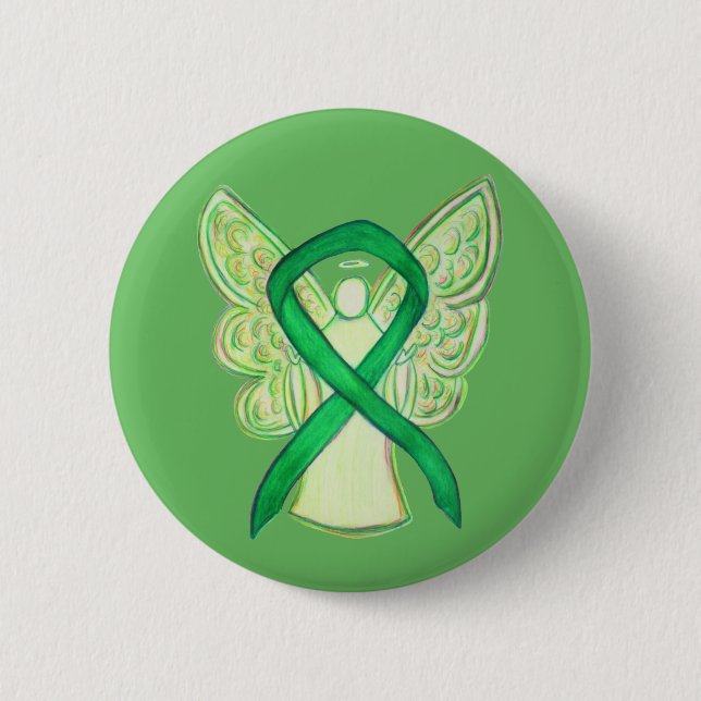 Schaltfläche "Green Awareness Ribbon Angel Art" Button (Vorderseite)