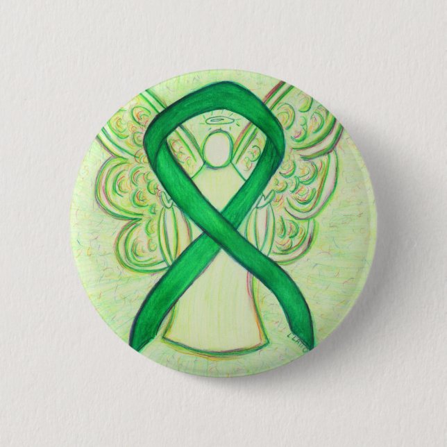 Schaltfläche "Green Awareness Ribbon Angel Art" Button (Vorderseite)