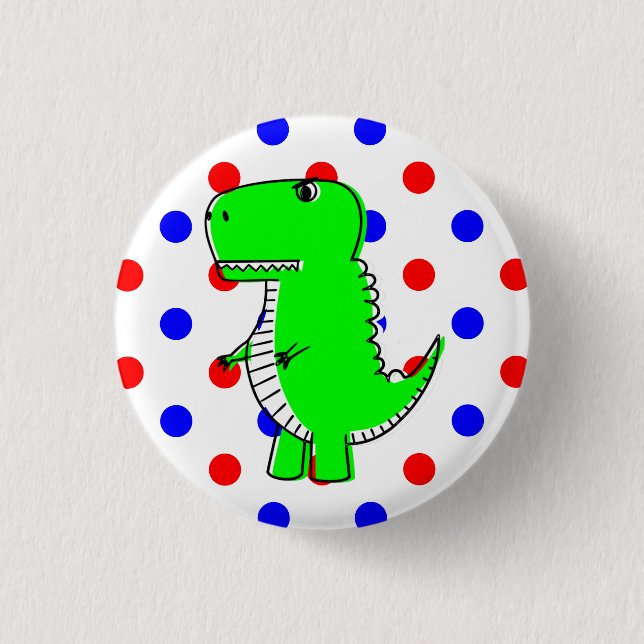 Schaltfläche "Green Dinosaur Red Blue Polka Dots" Button (Vorderseite)