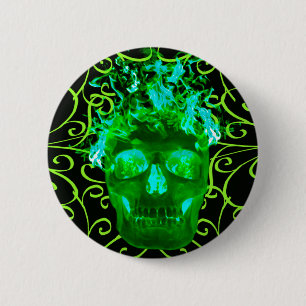 Schaltfläche "Green Flam Skull" Button