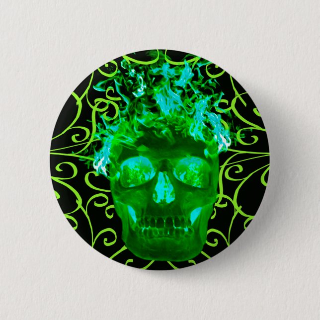 Schaltfläche "Green Flam Skull" Button (Vorderseite)