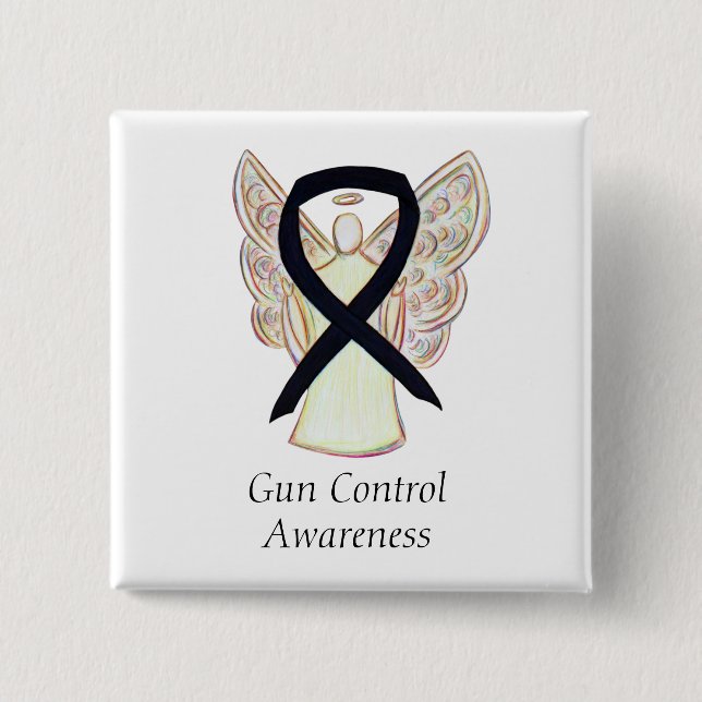 Schaltfläche "Gun Kontrolle Awareness Black Ribbon Button (Vorderseite)